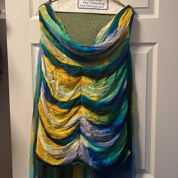 NWT Vineet Bahl Blurred Sheer Mini Dress with Train, sz L - Picture 7 of 17